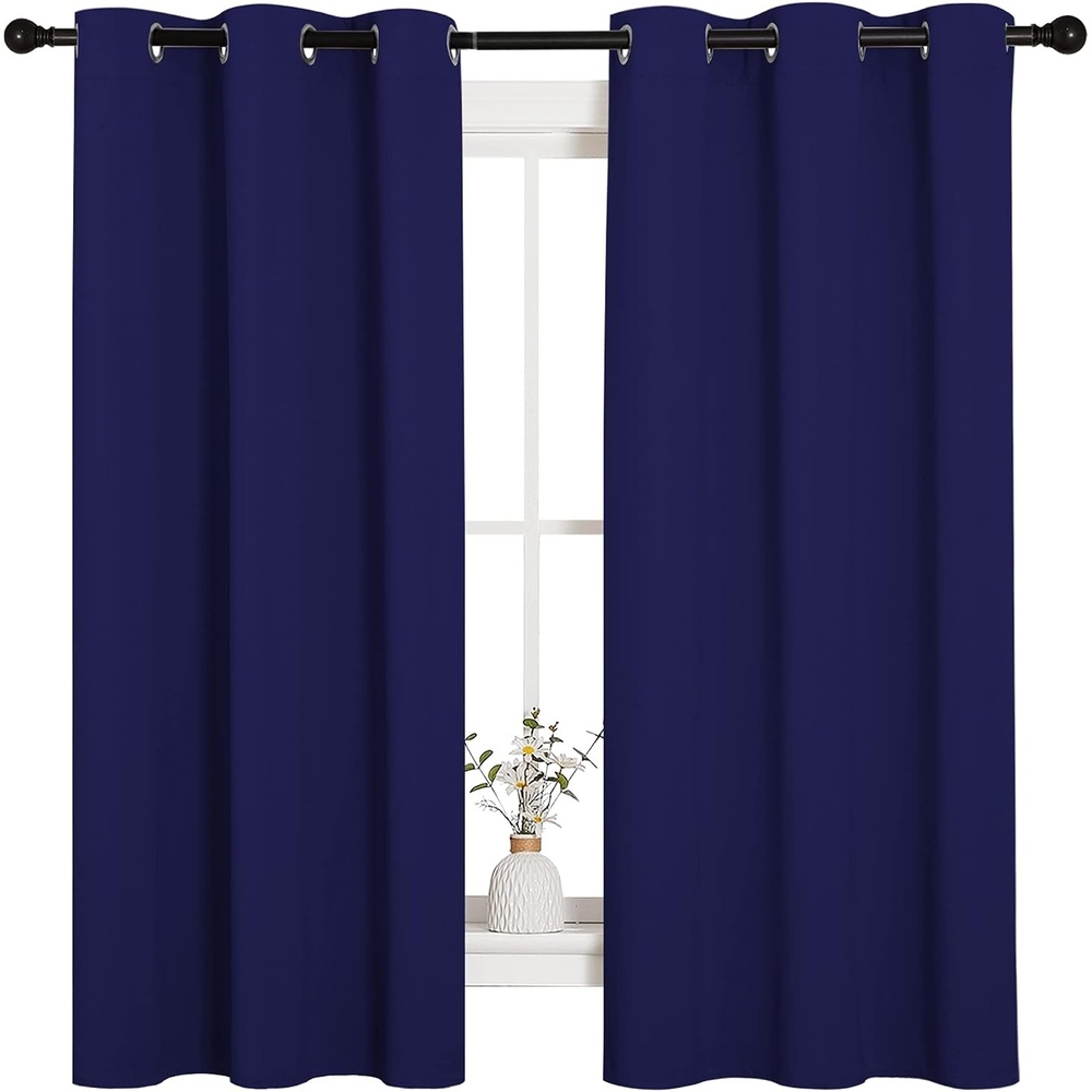 image:imageNICETOWN Royal Blue Blackout Curtains for Kids Room 42 w x 63 L 2 Panels