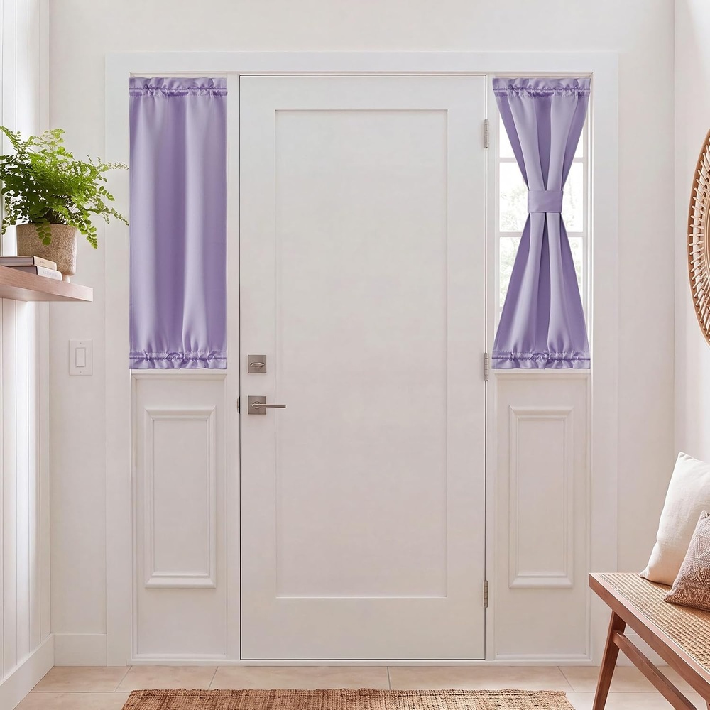image:imageNICETOWN Stone Blue Blackout Door Curtains with Tieback for French WindowLavender