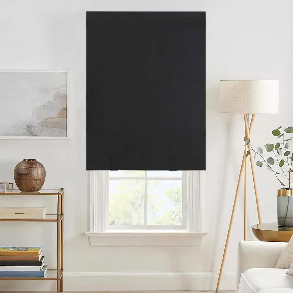 image:imageNICETOWN Stone Blue Blackout Door Curtains with Tieback for French WindowWith Pole  Black