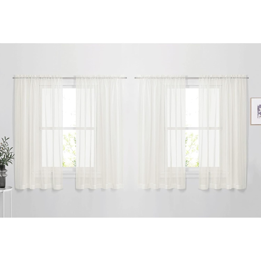 image:imageNICETOWN White Sheer Curtains 80 inches Long Rod Pocket Chic Soft Voile Sheer Light Filtering Doorway Window Curtains amp Drapes for Living RoomPorch 4 Panels White W54 x L80Beige
