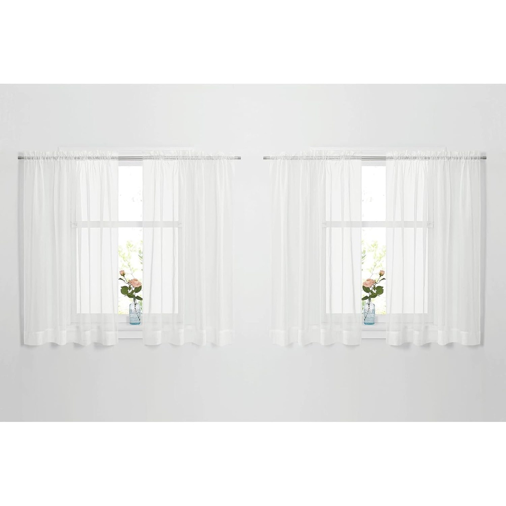 image:imageNICETOWN White Sheer Curtains 80 inches Long Rod Pocket Chic Soft Voile Sheer Light Filtering Doorway Window Curtains amp Drapes for Living RoomPorch 4 Panels White W54 x L80Ivory