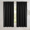 NICETOWN 100% Blackout Linen Curtains for Bedroom/Living Room 90″ L, 2 PCs(Black)