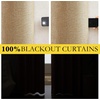 NICETOWN 100% Blackout Linen Curtains for Bedroom/Living Room 90″ L, 2 PCs(Camel)