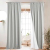 NICETOWN 100% Blackout Linen Curtains for Bedroom/Living Room 90″ L, 2 PCs(Light Grey)
