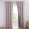 NICETOWN 100% Blackout Linen Curtains for Bedroom/Living Room 90″ L, 2 PCs(Muted Lavender)
