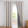 NICETOWN 100% Blackout Linen Curtains for Bedroom/Living Room 90″ L, 2 PCs(Natural Birch)