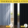 NICETOWN 100% Blackout Linen Curtains for Bedroom/Living Room 90″ L, 2 PCs(Stone Blue)