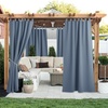 NICETOWN 2 Panels Outdoor Curtains for Patio Waterproof Vertical Blind, Detachable Sticky Tab Top Thermal Insulated Privacy Protected Outdoor Divider Window Treatment for Pergola, W52 x L108-Inch, Tan(Stone Blue)