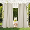 NICETOWN 2 Panels Outdoor Curtains for Patio Waterproof Vertical Blind, Detachable Sticky Tab Top Thermal Insulated Privacy Protected Outdoor Divider Window Treatment for Pergola, W52 x L108-Inch, Tan(Beige)