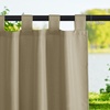 NICETOWN 2 Panels Outdoor Curtains for Patio Waterproof Vertical Blind, Detachable Sticky Tab Top Thermal Insulated Privacy Protected Outdoor Divider Window Treatment for Pergola, W52 x L108-Inch, Tan(Taupe)