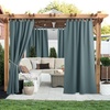 NICETOWN 2 Panels Outdoor Curtains for Patio Waterproof Vertical Blind, Detachable Sticky Tab Top Thermal Insulated Privacy Protected Outdoor Divider Window Treatment for Pergola, W52 x L108-Inch, Tan(Greyish Blue)