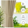 NICETOWN 2 Panels Outdoor Curtains for Patio Waterproof Vertical Blind, Detachable Sticky Tab Top Thermal Insulated Privacy Protected Outdoor Divider Window Treatment for Pergola, W52 x L108-Inch, Tan(Taupe)