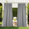 NICETOWN 2 Panels Outdoor Curtains for Patio Waterproof Vertical Blind, Detachable Sticky Tab Top Thermal Insulated Privacy Protected Outdoor Divider Window Treatment for Pergola, W52 x L108-Inch, Tan(Silver Grey)