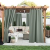 NICETOWN 2 Panels Outdoor Curtains for Patio Waterproof Vertical Blind, Detachable Sticky Tab Top Thermal Insulated Privacy Protected Outdoor Divider Window Treatment for Pergola, W52 x L108-Inch, Tan(Sage Green)