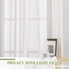 NICETOWN Linen Textured Semi Sheer Bedroom Curtains, Grommet Top Casual Thick Semitransparent Flax Sheer Window Treatment Privacy for Living Room, Camel, W52 x L72, Sold by 2 Panels(White)