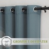 NICETOWN Linen Textured Semi Sheer Bedroom Curtains, Grommet Top Casual Thick Semitransparent Flax Sheer Window Treatment Privacy for Living Room, Camel, W52 x L72, Sold by 2 Panels(Smoke Blue)