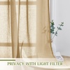 NICETOWN Linen Textured Semi Sheer Bedroom Curtains, Grommet Top Casual Thick Semitransparent Flax Sheer Window Treatment Privacy for Living Room, Camel, W52 x L72, Sold by 2 Panels(Camel)