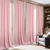 NICETOWN Olive Green Velvet Blackout Curtains 84″ Long, 52″ Wide, 2 Panels(Baby Pink)
