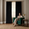 NICETOWN Olive Green Velvet Blackout Curtains 84″ Long, 52″ Wide, 2 Panels(Black)