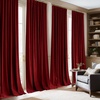 NICETOWN Olive Green Velvet Blackout Curtains 84″ Long, 52″ Wide, 2 Panels(Red)
