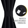 NICETOWN Stone Blue Blackout Door Curtains with Tieback for French Window(Black)