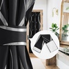 NICETOWN Stone Blue Blackout Door Curtains with Tieback for French Window(Foil Black)