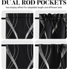 NICETOWN Stone Blue Blackout Door Curtains with Tieback for French Window(Foil Black)