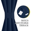 NICETOWN Stone Blue Blackout Door Curtains with Tieback for French Window(Navy)