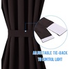 NICETOWN Stone Blue Blackout Door Curtains with Tieback for French Window(Toffee Brown)
