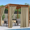 NICETOWN 2 Panels Outdoor Curtains for Patio Waterproof Vertical Blind, Detachable Sticky Tab Top Thermal Insulated Privacy Protected Outdoor Divider Window Treatment for Pergola, W52 x L108-Inch, Tan(Taupe)