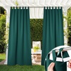 NICETOWN 2 Panels Outdoor Curtains for Patio Waterproof Vertical Blind, Detachable Sticky Tab Top Thermal Insulated Privacy Protected Outdoor Divider Window Treatment for Pergola, W52 x L108-Inch, Tan(Hunter Green)