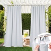 NICETOWN 2 Panels Outdoor Curtains for Patio Waterproof Vertical Blind, Detachable Sticky Tab Top Thermal Insulated Privacy Protected Outdoor Divider Window Treatment for Pergola, W52 x L108-Inch, Tan(Greyish White)