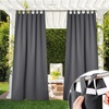NICETOWN 2 Panels Outdoor Curtains for Patio Waterproof Vertical Blind, Detachable Sticky Tab Top Thermal Insulated Privacy Protected Outdoor Divider Window Treatment for Pergola, W52 x L108-Inch, Tan(Grey)