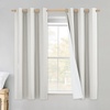 NICETOWN Linen Blackout Curtains for Kitchen, Ivory, 2 Panels, 42″ Wide x 45″ Long, Short Kitchen Burlap Linen 100% Blackout Drape Panels for Night Shift, Great Job for Blocking Light