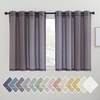 NICETOWN Linen Textured Semi Sheer Bedroom Curtains, Grommet Top Casual Thick Semitransparent Flax Sheer Window Treatment Privacy for Living Room, Camel, W52 x L72, Sold by 2 Panels(Purple Brown)