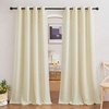 NICETOWN Linen Textured Semi Sheer Bedroom Curtains, Grommet Top Casual Thick Semitransparent Flax Sheer Window Treatment Privacy for Living Room, Camel, W52 x L72, Sold by 2 Panels(Linen Butter)