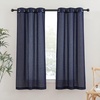 NICETOWN Linen Textured Semi Sheer Bedroom Curtains, Grommet Top Casual Thick Semitransparent Flax Sheer Window Treatment Privacy for Living Room, Camel, W52 x L72, Sold by 2 Panels(Dark Blue)