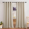 NICETOWN Linen Textured Semi Sheer Bedroom Curtains, Grommet Top Casual Thick Semitransparent Flax Sheer Window Treatment Privacy for Living Room, Camel, W52 x L72, Sold by 2 Panels(Linen Taupe)