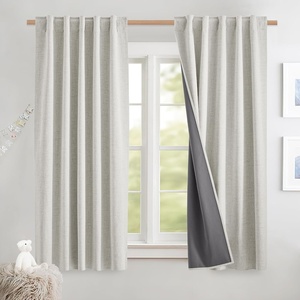 NICETOWN 100% Blackout Linen Curtains for Bedroom/Living Room 90″ L, 2 PCs(Alabaster Gray)