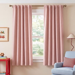 NICETOWN 100% Blackout Linen Curtains for Bedroom/Living Room 90″ L, 2 PCs(Blush Pink)