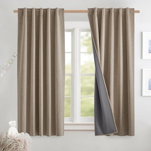 NICETOWN 100% Blackout Linen Curtains for Bedroom/Living Room 90″ L, 2 PCs(Burlap)
