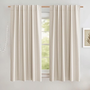NICETOWN 100% Blackout Linen Curtains for Bedroom/Living Room 90″ L, 2 PCs(Champagne)