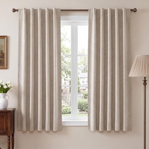 NICETOWN 100% Blackout Linen Curtains for Bedroom/Living Room 90″ L, 2 PCs(Natural)
