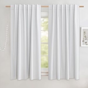 NICETOWN 100% Blackout Linen Curtains for Bedroom/Living Room 90″ L, 2 PCs(Pure White)