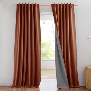 NICETOWN 100% Blackout Linen Curtains for Bedroom/Living Room 90″ L, 2 PCs(Rust Orange)