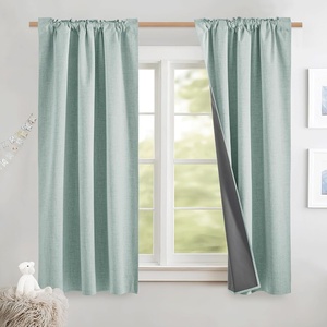 NICETOWN 100% Blackout Linen Curtains for Bedroom/Living Room 90″ L, 2 PCs(Seafoam Green)