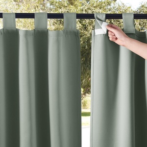 NICETOWN 2 Panels Outdoor Curtains for Patio Waterproof Vertical Blind, Detachable Sticky Tab Top Thermal Insulated Privacy Protected Outdoor Divider Window Treatment for Pergola, W52 x L108-Inch, Tan(Sage Green)
