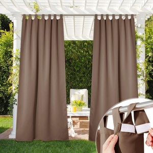 NICETOWN 2 Panels Outdoor Curtains for Patio Waterproof Vertical Blind, Detachable Sticky Tab Top Thermal Insulated Privacy Protected Outdoor Divider Window Treatment for Pergola, W52 x L108-Inch, Tan(Tan)