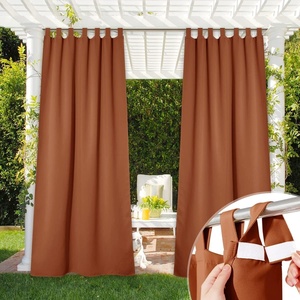 NICETOWN 2 Panels Outdoor Curtains for Patio Waterproof Vertical Blind, Detachable Sticky Tab Top Thermal Insulated Privacy Protected Outdoor Divider Window Treatment for Pergola, W52 x L108-Inch, Tan(Mecca Red)