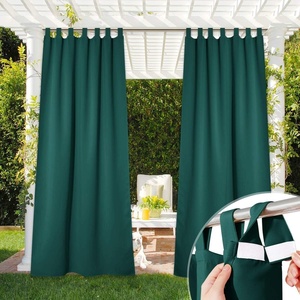 NICETOWN 2 Panels Outdoor Curtains for Patio Waterproof Vertical Blind, Detachable Sticky Tab Top Thermal Insulated Privacy Protected Outdoor Divider Window Treatment for Pergola, W52 x L108-Inch, Tan(Hunter Green)